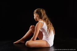 Underwear Woman White Sitting poses - ALL Average long brown Sitting poses - simple Standard Photoshoot  Academic